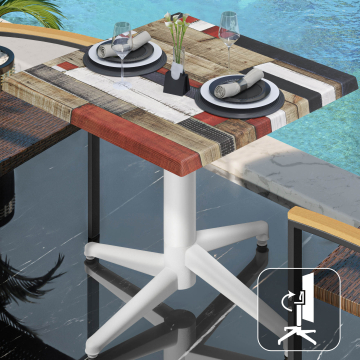 WAP | Bistro Außen Tisch | B:T:H 70 x 70 x 74 cm | Vintage Bunt / Weiß | Quadratisch