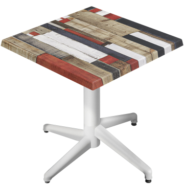 WAP | Bistro Außen Tisch | B:T:H 70 x 70 x 74 cm | Vintage Bunt / Weiß | Quadratisch