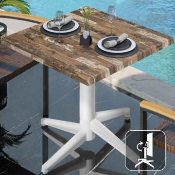 WAP | Bistro Außen Tisch | B:T:H 70 x 70 x 74 cm | Vintage Old / Weiß | Quadratisch