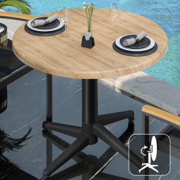 WAP | Bistro Außen Tisch | Ø:H 60 x 74 cm | Eiche / Schwarz | Rund