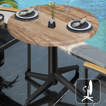 WAP | Bistro Außen Tisch | Ø:H 60 x 74 cm | Sheesham / Schwarz | Rund