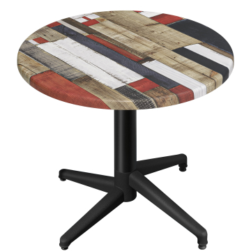 WAP | Bistro Außen Tisch | Ø:H 60 x 74 cm | Vintage Bunt / Schwarz | Rund