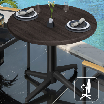 WAP | Bistro Außen Tisch | Ø:H 60 x 74 cm | Wenge / Schwarz | Rund