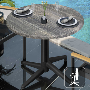 WAP | Bistro Außen Tisch | Ø:H 70 x 74 cm | Rustikal Kiefer / Schwarz | Rund