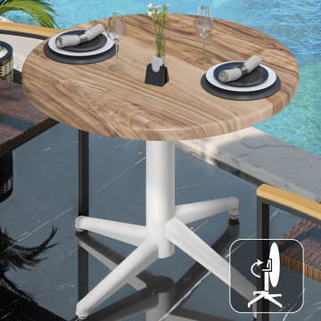 WAP | Bistro Außen Tisch | Ø:H 70 x 74 cm | Sheesham / Weiß | Rund
