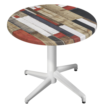 WAP | Bistro Außen Tisch | Ø:H 70 x 74 cm | Vintage Bunt / Weiß | Rund