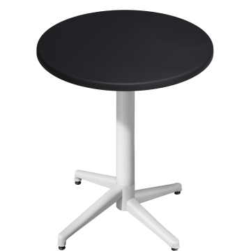 WAP | Bistro Außen Stehtisch | Ø:H 60 x 109 cm | Schwarz  / Weiß | Rund | Klappbar