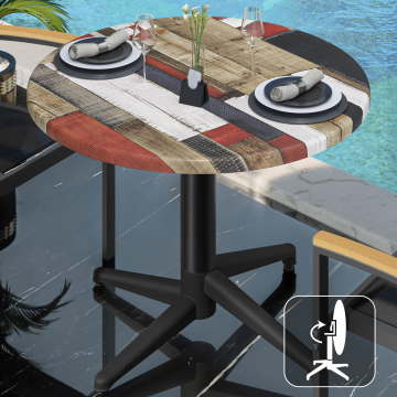 WAP | Werzalit Bistro Table | Ø:H 70 x 74 cm | Vintage Coloured / Black