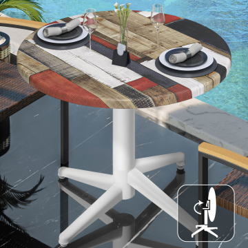 WAP | Werzalit Bistro Table | Ø:H 70 x 74 cm | Vintage Coloured / White