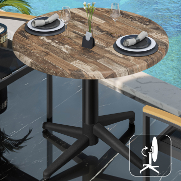 WAP | Werzalit Bistro Table | Ø:H 70 x 74 cm | Vintage Old / Black