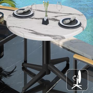 WAP | 31257 | Ø:H 70 x 74 cm | Wit marmer / zwart | Rond