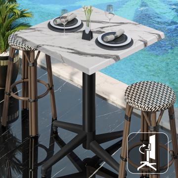 WAP | 31259 | B:D:H 60 x 60 x 109 cm | Wit marmer / Zwart | Quadratisch | Klappbar