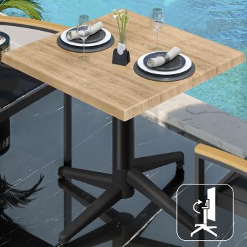 WAP | Bistro Außen Tisch | B:T:H 70 x 70 x 74 cm | Eiche / Schwarz | Quadratisch