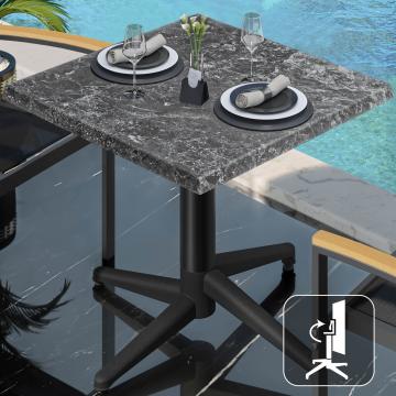 WAP | Bistro Außen Tisch | B:T:H 70 x 70 x 74 cm | Felsen / Schwarz | Quadratisch