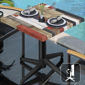 WAP | Bistro Außen Tisch | B:T:H 70 x 70 x 74 cm | Vintage Bunt / Schwarz | Quadratisch