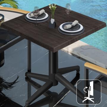 WAP | Bistro Außen Tisch | B:T:H 70 x 70 x 74 cm | Wenge / Schwarz | Quadratisch