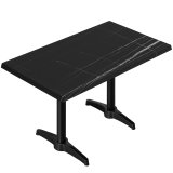 WBC | Bistro Udendørs Bord | B: T: H: 120 x 70 x 80,5 cm | Sort Marmor / Sort | Rektangulær | Forbinder