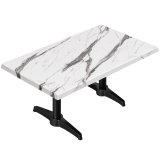 WBC | Jamaika Table basse | L: l: H: 120 x 70 x 38 cm | Marbre blanc / Noir | Poids additionnel