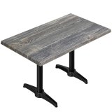 WBC | Bistro Außen Tisch | B: T: H: 120 x 70 x 80,5 cm | Rustikal Kiefer / Schwarz | Rechteckig | Zusatzgewicht