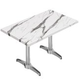 WBC | Bistro Ute | Ute B: T: H: 120 x 70 x 80,5 cm | Vit marmor / Aluminium | Rektangulär | Extra vikt