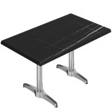 WBC | Bistro Buiten Tafel | B: T: H: 120 x 70 x 80,5 cm | Zwart Marmer / Aluminium | Rechthoekig | Extra gewicht + Verbinder