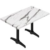WBC | Bistro Außen Tisch | B: T: H: 120 x 70 x 80,5 cm | Weiß Marmor / Schwarz | Rechteckig | Zusatzgewicht + Verbinder
