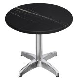 WBC | Bistro Außen Tisch | Ø:H 70 x 80,5 cm | Schwarz Marmor / Aluminium | Rund