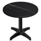 WBC | Bistro Ulkoilmalautanen | Ø:H 70 x 80,5 cm | Musta marmori / Musta | Pyöreä