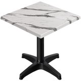 WBC | Bistro Außen Tisch | B:T:H 60 x 60 x 80,5 cm | Weiß Marmor / Schwarz | Quadratisch