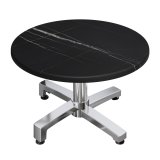 WBO | Jamaika Loungetisch | Ø:H 60 x 38 cm | Schwarz Marmor / Aluminium | Klappbar | Zusatzgewicht