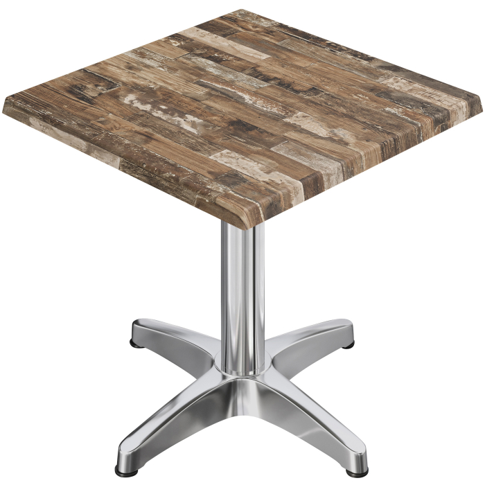 WBC | 31257 | B:D:H 60 x 60 x 78,5 cm | Vintage gammel / aluminium | Firkantet