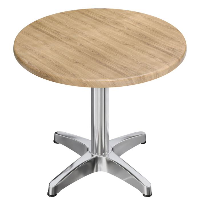 WBC | Werzalit Bistro Table | Ø:H 70 x 76 cm | Dąb / Aluminium