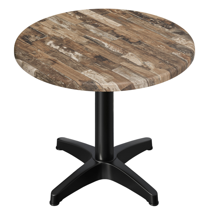 WBC | Werzalit Bistro Table | Ø:H 70 x 76 cm | Vintage Old / Black
