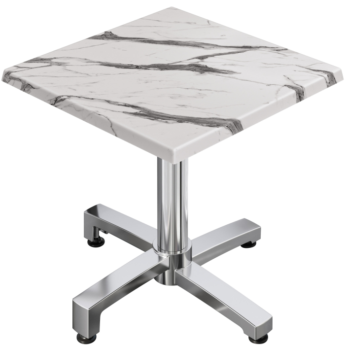 WBO | 31257 | B:D:H 60 x 60 x 76 cm | Vit marmor / aluminium | Fyrkant | Hopfällbar + extra vikt