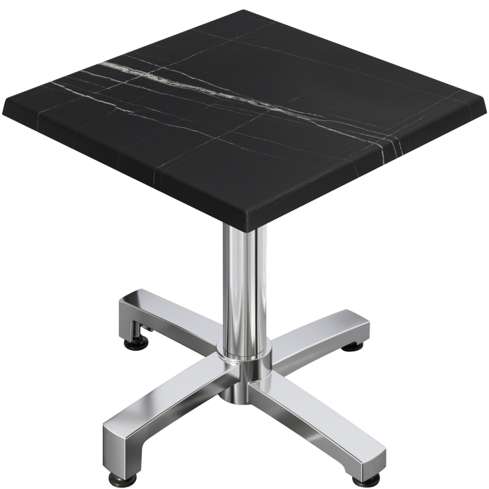 WBO | 31257 | B:D:H 70 x 70 x 76 cm | Sort marmor/aluminium | Torget | Sammenleggbar + tilleggsvekt