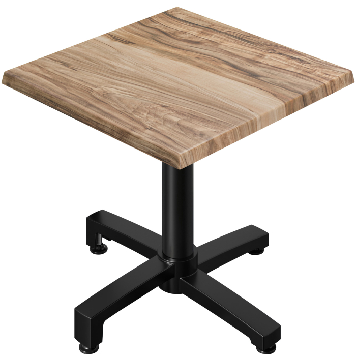 WBO | Bistro Außen Tisch | B:T:H 60 x 60 x 78,5 cm | Sheesham / Schwarz | Quadratisch | Klappbar + Zusatzgewicht