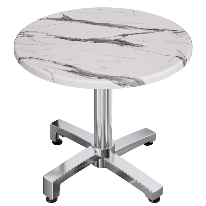 WBO | Bistro Außen Tisch | Ø:H 60 x 78,5 cm | Weiß Marmor / Aluminium | Rund | Klappbar + Zusatzgewicht