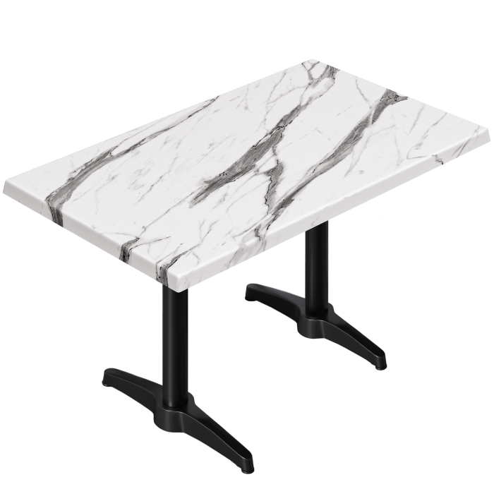 WBC | Bistro Außen Tisch | B: T: H:  120 x 70 x 80,5 cm | Weiß Marmor / Schwarz | Rechteckig | Zusatzgewicht