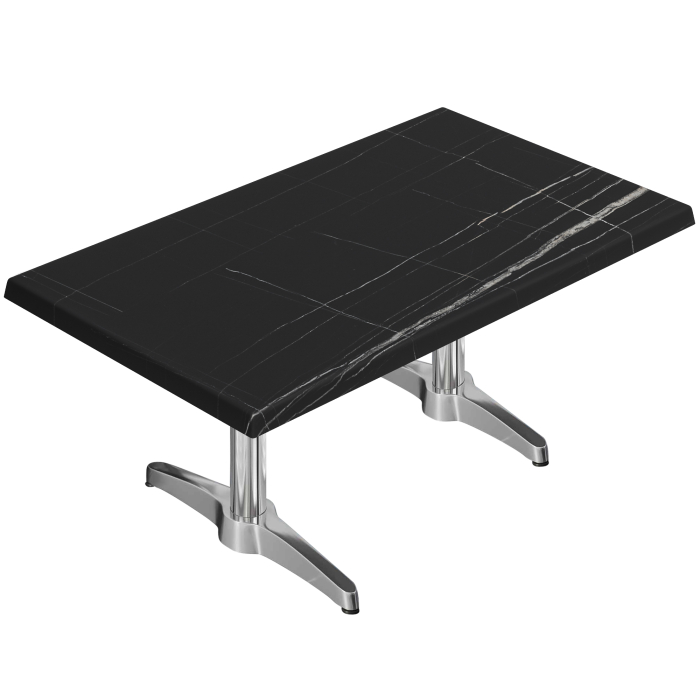 WBC | Tavolo da salotto Werzalit | B: T: H: 120 x 70 x 40 cm | Color del mármol negro / Alluminio | Peso aggiuntivo