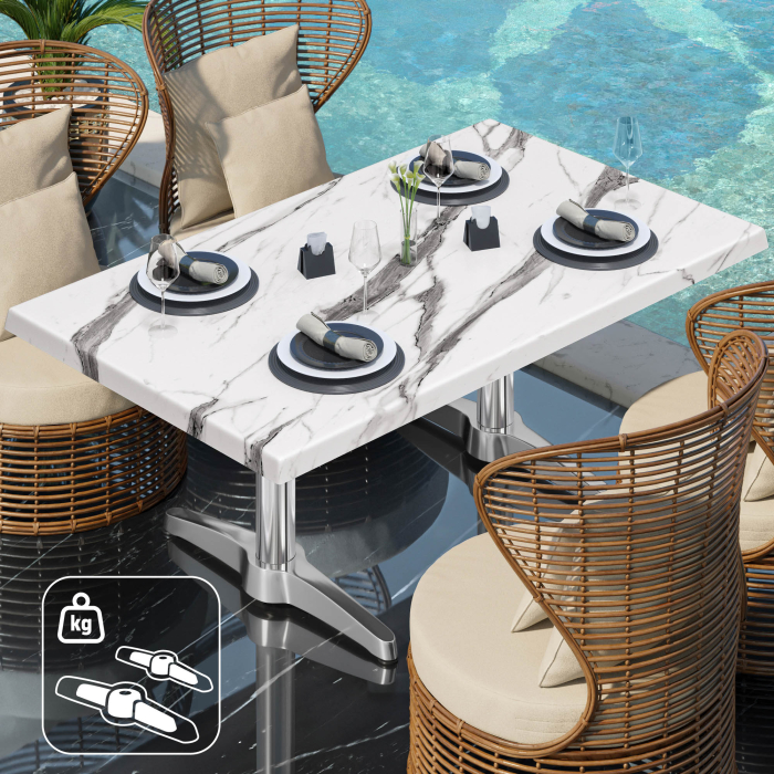 WBC | Werzalit lounge bord | B: T: H: 120 x 70 x 40 cm | Vit marmor / Aluminium | Ytterligare vikt WBC | Werzalit lounge bord | B: T: H: 120 x 70 x 40 cm | Vit marmor / Aluminium | Ytterligare vikt
