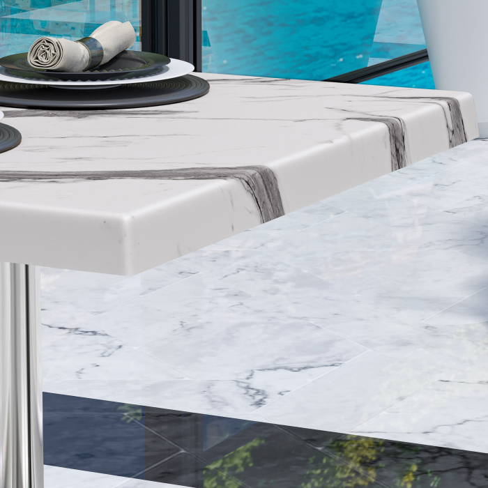 WBC | Werzalit lounge bord | B: T: H: 120 x 70 x 40 cm | Vit marmor / Aluminium | Ytterligare vikt WBC | Werzalit lounge bord | B: T: H: 120 x 70 x 40 cm | Vit marmor / Aluminium | Ytterligare vikt