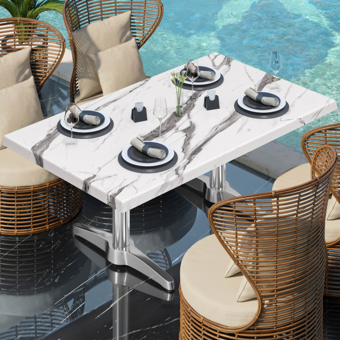 WBC | Werzalit lounge bord | B: T: H: 120 x 70 x 40 cm | Vit marmor / Aluminium | Ytterligare vikt WBC | Werzalit lounge bord | B: T: H: 120 x 70 x 40 cm | Vit marmor / Aluminium | Ytterligare vikt