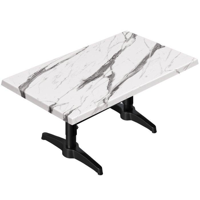 WBC | Werzalit lounge bord | B: T: H: 120 x 70 x 40 cm | Vit marmor / Svart | Ytterligare vikt + Anslutning
