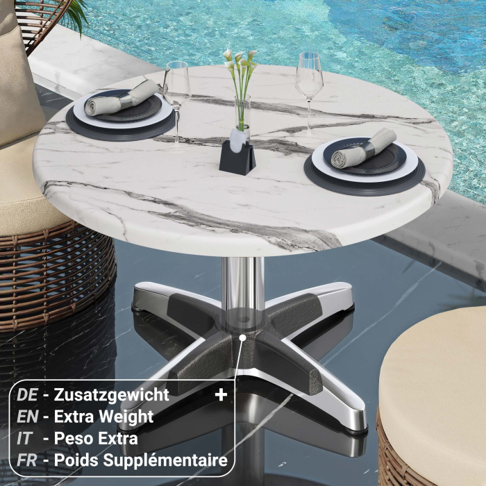 WBC | Tavolo da salotto Werzalit | Ø:H 60 x 40 cm | Colore del marmo bianco / Alluminio | Pieghevole | Peso aggiuntivo WBC | Tavolo da salotto Werzalit | Ø:H 60 x 40 cm | Colore del marmo bianco / Alluminio | Pieghevole | Peso aggiuntivo