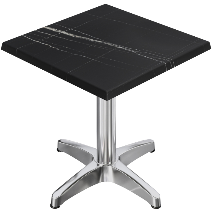 WBC | Bistro Außen Tisch | B:T:H 60 x 60 x 78,5 cm | Schwarz Marmor / Aluminium | Quadratisch