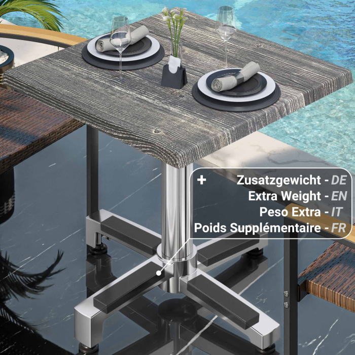 WBO | 31257 | B:D:H 70 x 70 x 76 cm | Rustikk furu/aluminium | Torget | Sammenleggbar + tilleggsvekt WBO | 31257 | B:D:H 70 x 70 x 76 cm | Rustikk furu/aluminium | Torget | Sammenleggbar + tilleggsvekt