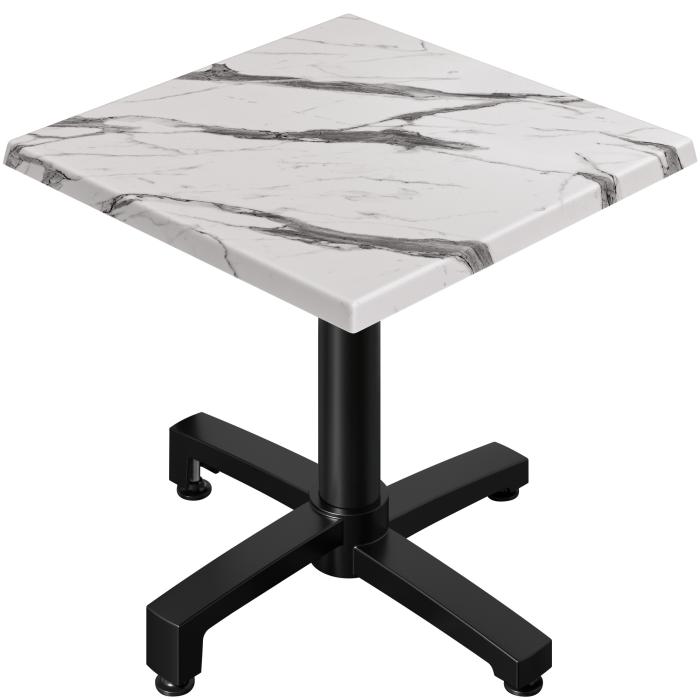 WBO | Bistro Außen Tisch | B:T:H 60 x 60 x 78,5 cm | Weiß Marmor / Schwarz | Quadratisch | Zusatzgewicht