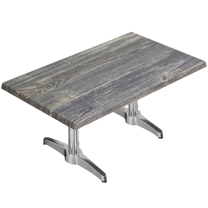 WBC | Mesa Werzalit baja | B: T: H:  120 x 70 x 40 cm | Pino rústico / Aluminio | Peso adicional