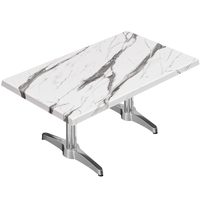 WBC | Tavolo da salotto Werzalit | B: T: H:  120 x 70 x 40 cm | Colore del marmo bianco / Alluminio | Peso aggiuntivo