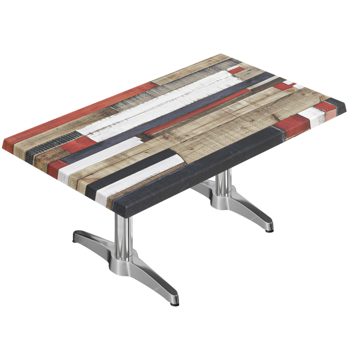 WBC | Tavolo da salotto Werzalit | B: T: H:  120 x 70 x 40 cm | Vintage Colorato / Alluminio | Peso aggiuntivo